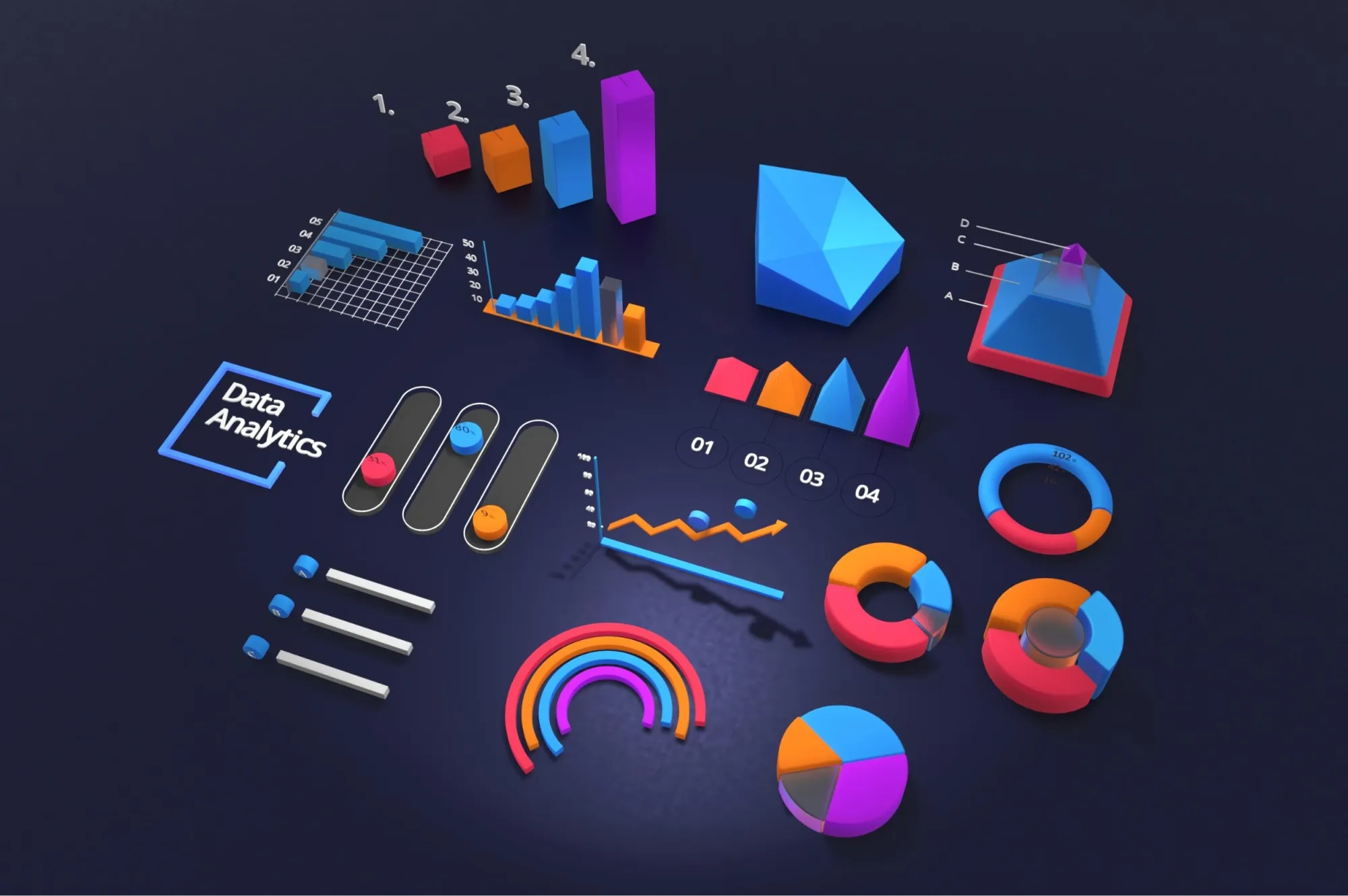 3D Datenvisualisierungsmodelle auf einer Fläche